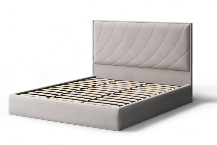 Кровать СОФИЯ 2000*1600мм (без опор), велюр НЕО 02 (бежевый), (б/основания, б/матраса) / NEO_1