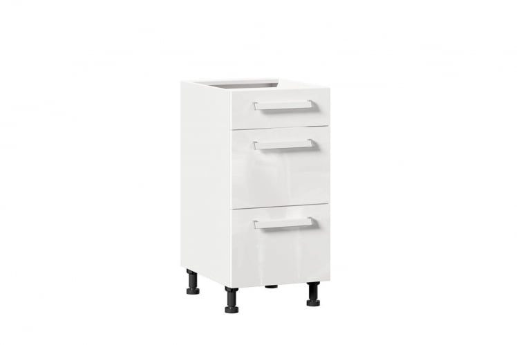 Тумба кухонная 400 с 3 ящиками ЛЮКС (5) Герда ЛД 272.185.000 Белый/Белый глянец_0