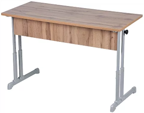 Парта двухместная с прямыми углами (рост 3-7) Ясень Шимо светлый/Металл Серый_0