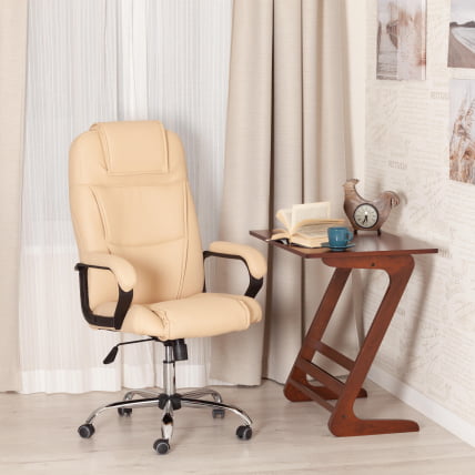 Кресло БЕРГАМО хром (22) кож/зам, бежевый, 36-34 / BERGAMO_17