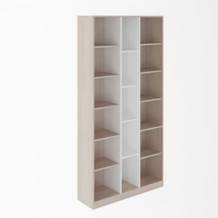 Стеллаж комбинированный Модуль №7 Ясень шимо светлый/белый_0