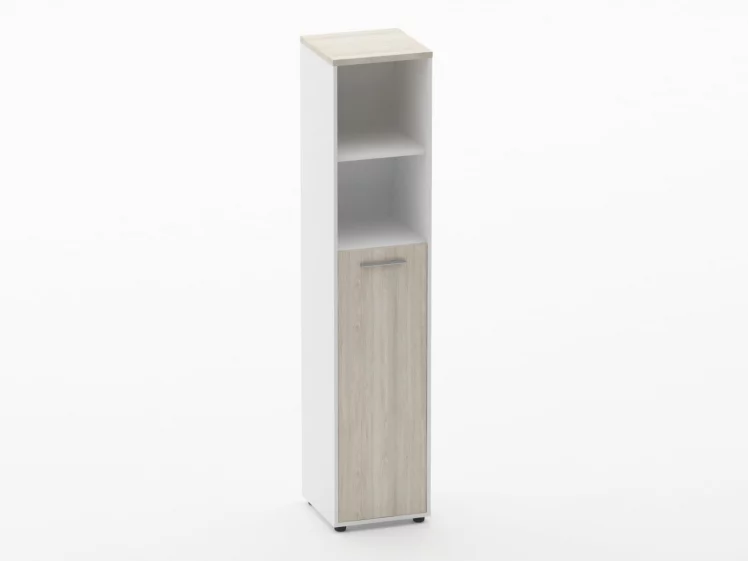 Шкаф 4 узкий  2 полки открытые, 3 полки закрытые Deka 10.19.13Л Дуб Сантана светлый/Белый_0