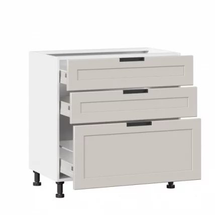 Тумба кухонная 800 с 3 ящиками ЛЮКС (4) Джамис ЛД 296.930.000.124 Белый Кашмир_1