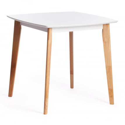 Стол обеденный Claire квадратный дерево гевея, МДФ, 80 x 80 x 75см , White (Белый) / Natural (натуральный)_0