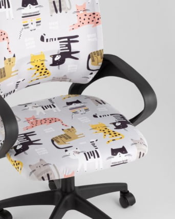 Кресло детское ТопЧаирс Симпле СН ДЖуниор принт Блуе Катс пластик черный / TopChairs Simple SN Junior Blue Cats_10