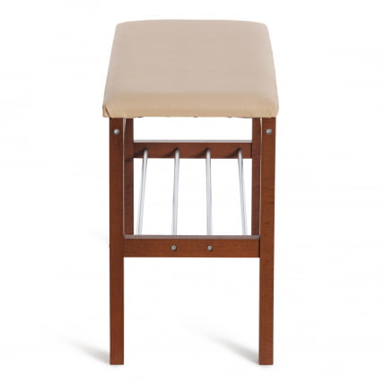 Банкетка BERYL дерево / экокожа, 67*31*49 см, темный орех/бежевый_1