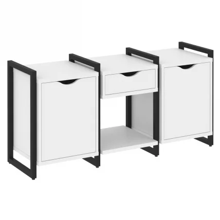 Тумба на регулируемых опорах наборная. Вариант №7 LOFT VR.L-TN-7.O Металл черный Белый Бриллиант_0