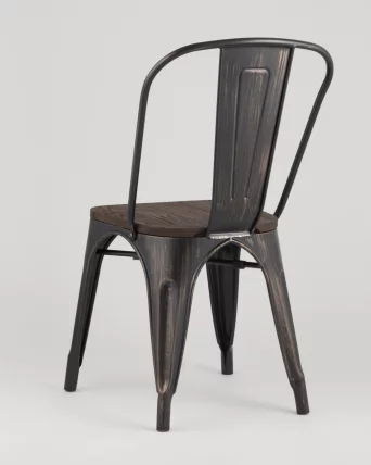 Стул Tolix Wood 850 Черная патина с золотом_4