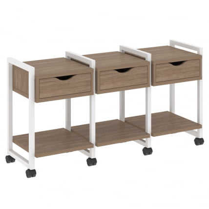 Тумба на колесных опорах наборная. Вариант №4 LOFT VR.L-TN-4.K Металл белый Дуб Аризона_0