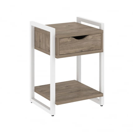 Тумба на регулируемых опорах с ящиком и полкой LOFT VR.L-T1.O Металл белый Тиквуд темный_0