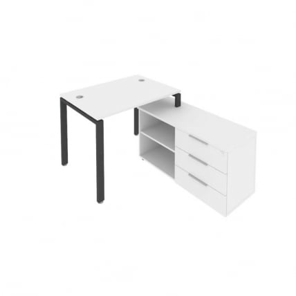 Рабочая станция на П-образном м/к с опорной тумбой правая Metal System БП.РС-СТС-2.1 Пр Белый/Антрацит_0