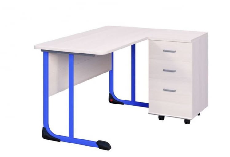 Стол учителя с тумбой 1350х650 Голубой/Серый_0