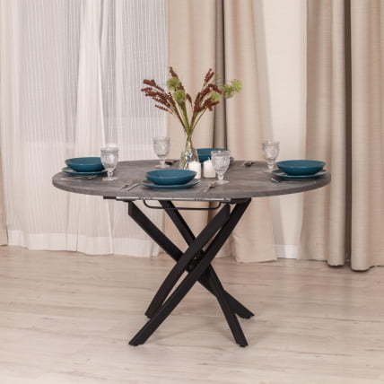 Стол MANZANA ЛДСП/HPL/металл, 100 х 100+30 х 75 см, Агат серый/черный_10