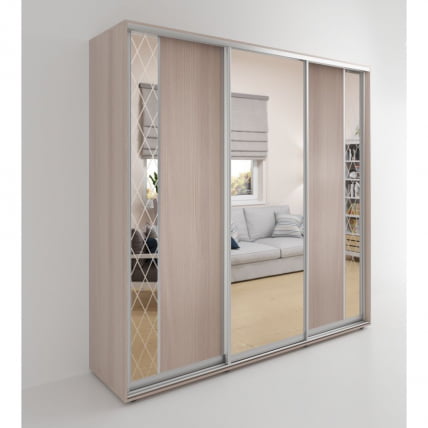 Шкаф-купе 3-х дверный Акцент-Вера ДР 1500х600 Ясень шимо светлый_0