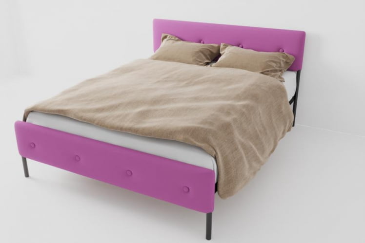 Кровать "Екатеринбург Мини" с ортопедическим основанием Цвет фасада: Розовый; Цвет корпуса: Чёрный; Материал фасада: Металл/Велюр; Размер: 800х2000 мм; Спальное место: 800х2000 мм _0