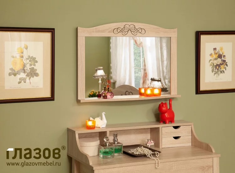 Зеркало навесное ADELE 11 Дуб Сонома/Орех шоколадный (спальня)_2