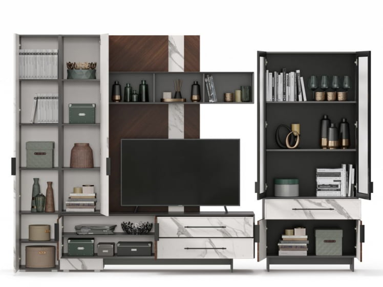 Набор мебели для гостиной Вилена №3 Оникс Серый/Орех/Монте белый_7