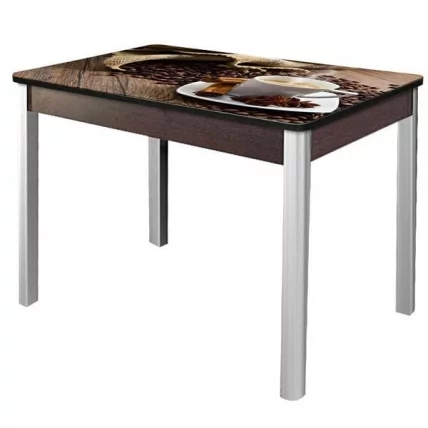 Стол раздвижной 1,35 Триумф, СТЕКЛО, опоры полуовал ХРОМ, Венге/R012_0