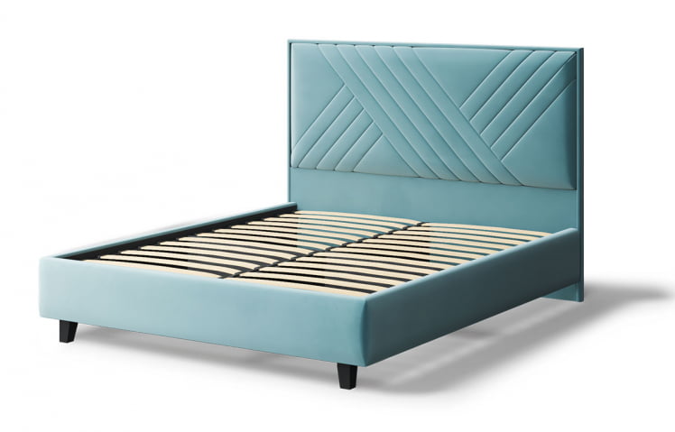 Кровать МИРА 2000*1400мм (на опорах), велюр НЕО 22 (бирюзовый), (б/основания, б/матраса) / NEO_1