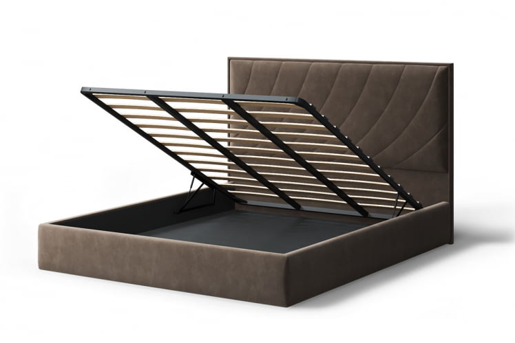 Кровать СОФИЯ 2000*1400мм (без опор), велюр Бренди лайт 29 (коричневый), (б/основания, б/матраса)_2