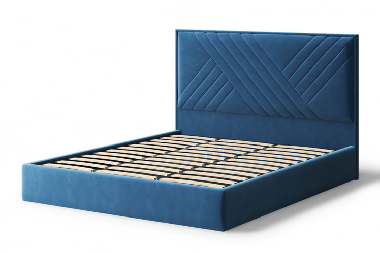 Кровать МИРА 2000*1800мм (без опор), велюр Бренди лайт 08 (синий), (б/основания, б/матраса)_1