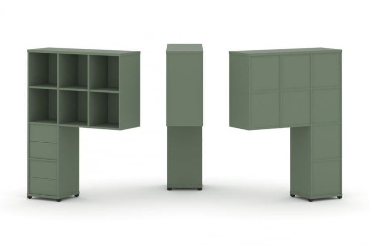 Надставка на стол высокая односторонняя + задняя стенка (8 шт.) + блок с 2-мя ящиками (2 шт.) CONCEPT CN.ONV-005 Кобо Черный металл_0