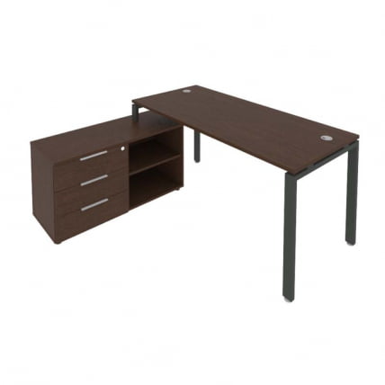 Рабочая станция на П-образном м/к с опорной тумбой левая Metal System Б.РС-СТС-2.4 Л Венге/Антрацит_0