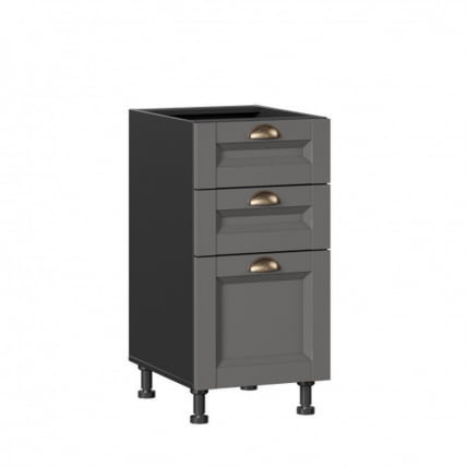 Тумба кухонная 400 с 3 ящиками ЛЮКС (4) Амели-3 ЛД 299.880.000.064 Черный Оникс серый_0