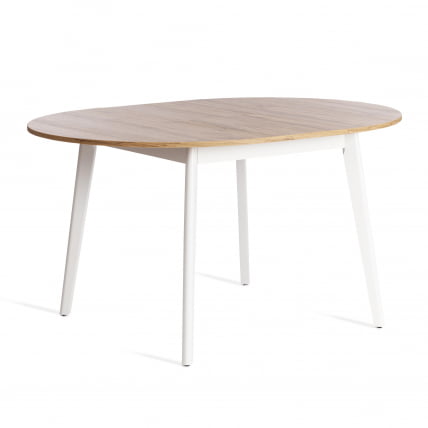 Стол обеденный СВЕЛТО ЛДСП, опора-массив березы, 105 х 105 (140) х 74.5 см, Дуб Вотан/белый / SVELTO_7