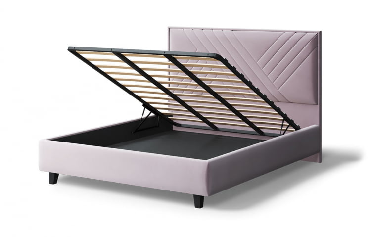 Кровать МИРА 2000*1400мм (на опорах), велюр НЕО 15 (лиловый), (б/основания, б/матраса) / NEO_3