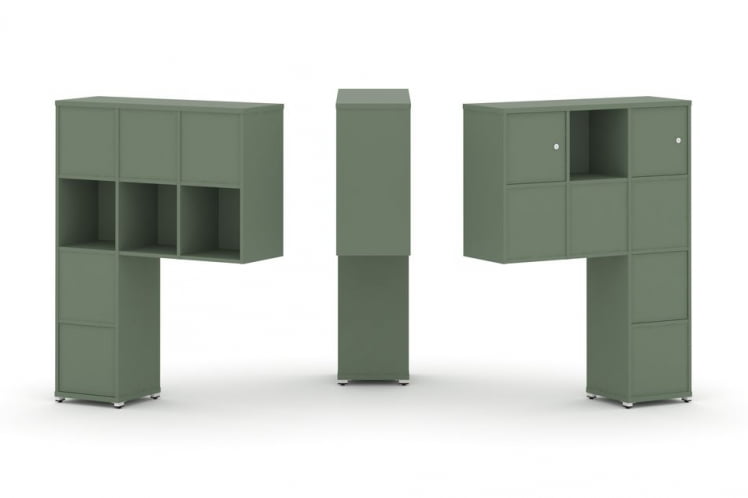 Надставка на стол высокая двухсторонняя + задняя стенка (8 шт.) + блок с 1-м ящиком (2 шт.) + распашной фасад (2 шт.) CОНCЕПТ CН.ДНВ-007 Кобо Белый металл / CONCEPT CN.DNV-007_0