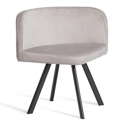 Комплект (стол, 4 стула) QUADRON (mod. PT14) Стол: МДФ/металл, стул: металл/велюр, 100х100х73 см, 69х56х71 см, Light-grey(св-серый) HLR-14/черный_1