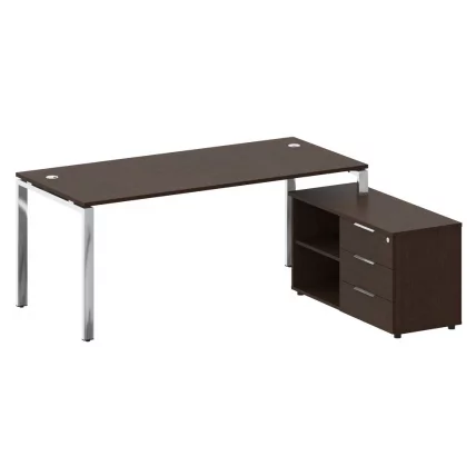 Стол рабочий руководителя с опорной тумбой левый METAL SYSTEM DIRECT БГ.СРТ-5.8 Пр Венге Цаво_0