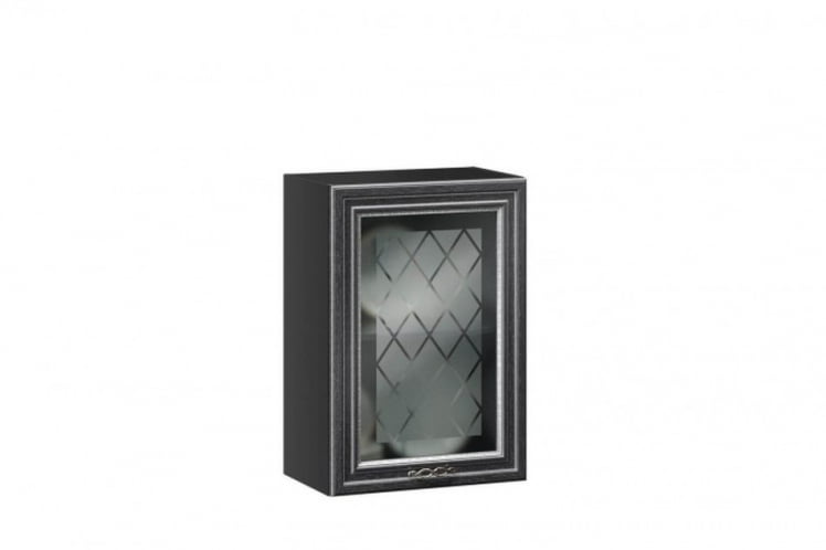 Шкаф кухонный 500 со стеклом Италия ЛД 275.347.000 Черный Дуб темный_0