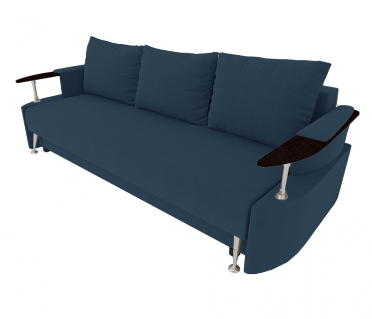Диван Жасмин с подлокотниками ЛДСП (Berhouse) Цвет фасада: Синий Велюто 54; Тип: Прямой; Материал фасада: Металл/Велюр_0