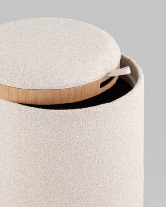 Пуф-столик с ящиком Хюгге S букле бежевый_5