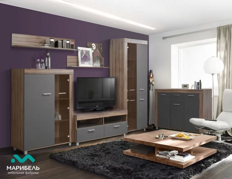 Тумба под ТВ Бэлла-5 04 Смоки софт Индиан эбони темный_1