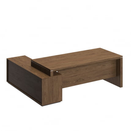 Стол руководителя левый на опорной тумбе VELAR ВЛ 139 ДТ Дуб табачный_1