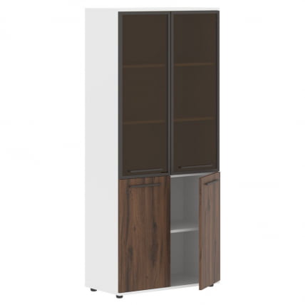 Шкаф комбинированный  с дверьми в металлической раме ЕДИС ЕХCС 85.7 Дуб Денвер темный Мокко Белый / EDIS EHCS_1