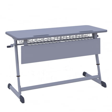 Парта двухместная НОМАД В с ручной регулировкой высоты (рост 4-6) Желтый/Серый / NOMAD V_0