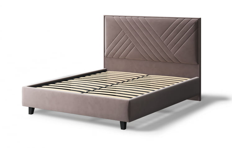 Кровать МИРА 2000*1200мм (на опорах), велюр Бренди лайт 05 (кофе), (б/основания, б/матраса)_1