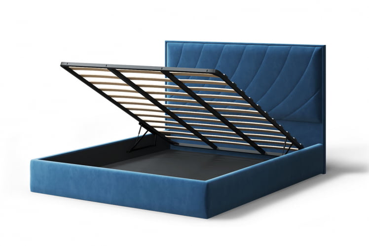 Кровать СОФИЯ 2000*1800мм (без опор), велюр Бренди лайт 08 (синий), (б/основания, б/матраса)_2