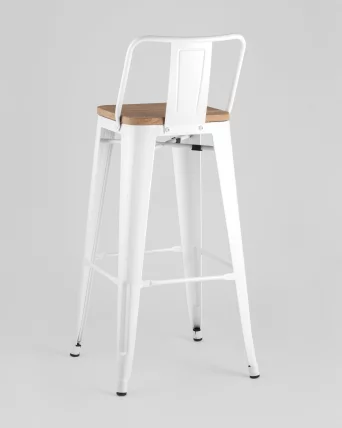 Стул барный Tolix Wood 75.5  со спинкой Белый_5