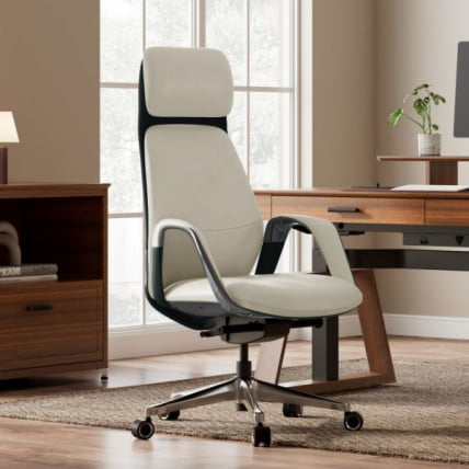 Эргономичное кресло руководителя Eureka OC07 SERENE (Nappa кожа), белое_9