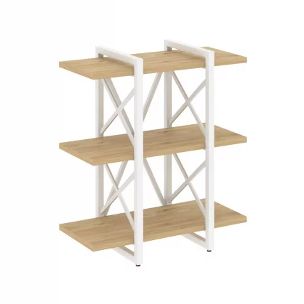 Стеллаж на регулируемых опорах - 3 полки LOFT VR.L-MST.O-3.4V Металл белый Тиквуд светлый_0