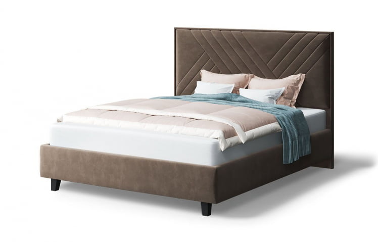 Кровать МИРА 2000*1600мм (на опорах), велюр Бренди лайт 29 (коричневый), (б/основания, б/матраса)_0