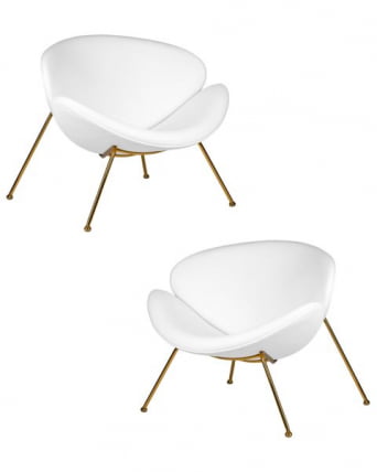 Кресло дизайнерское ДОБРИН ЕМИЛЙ (белый винил ЙП17, золотое основание) 2 шт / DOBRIN EMILY YP17,_0