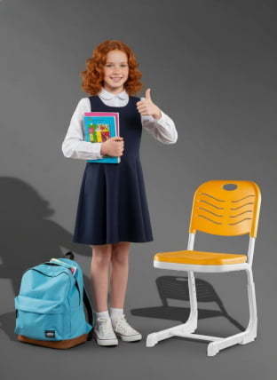 Стул ученический регулируемый пластиковый (рост 5-7) Желтый_5