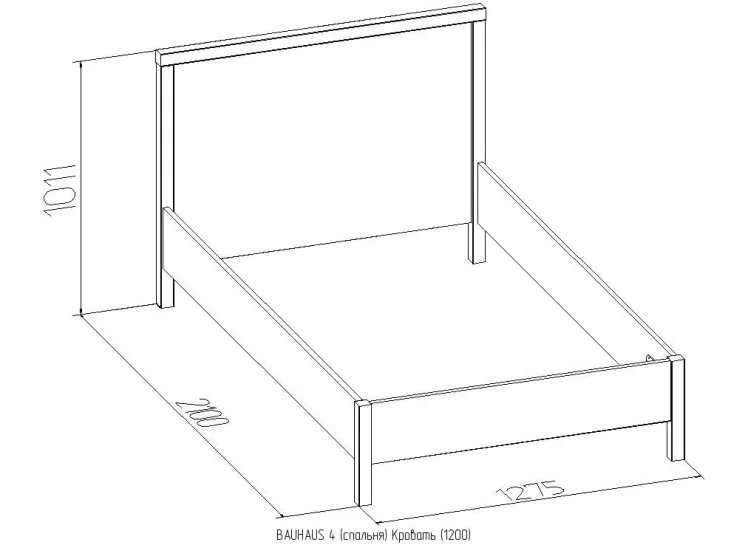 Кровать (1200) BAUHAUS 4 Дуб Сонома/Орех шоколадный(спальня)_1