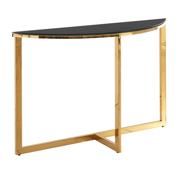 Консоль полукруглая АЛЬБА 115x30 Золото (стекло черное)_0